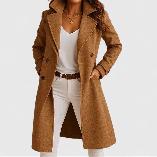 Eleganter Damen Herbstmantel klassisch strukturiert in Braun