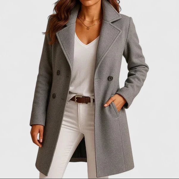 Eleganter Damen Herbstmantel klassisch strukturiert in Grau
