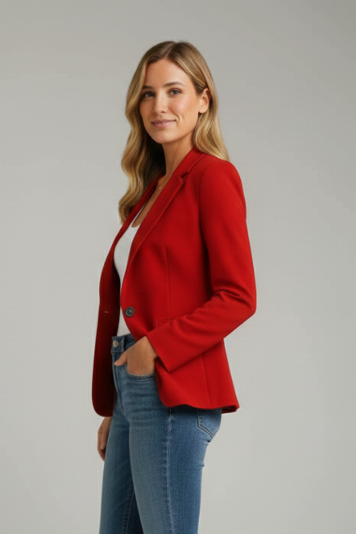 Eleganter Damen Mantel mit modernem Kragen in Rot