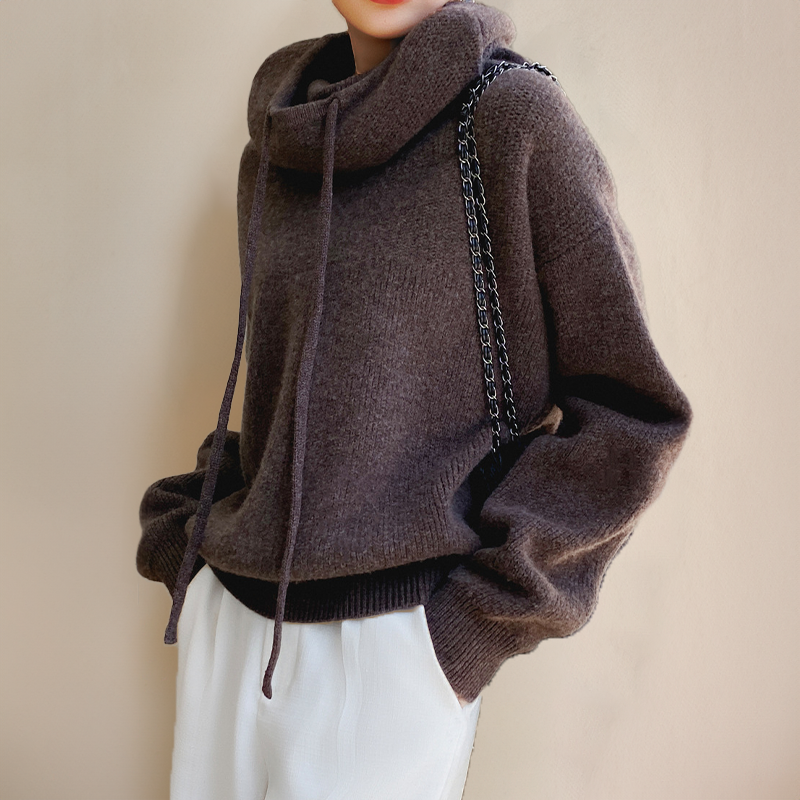 Eleganter Damen Pullover mit Schalkragen (8)