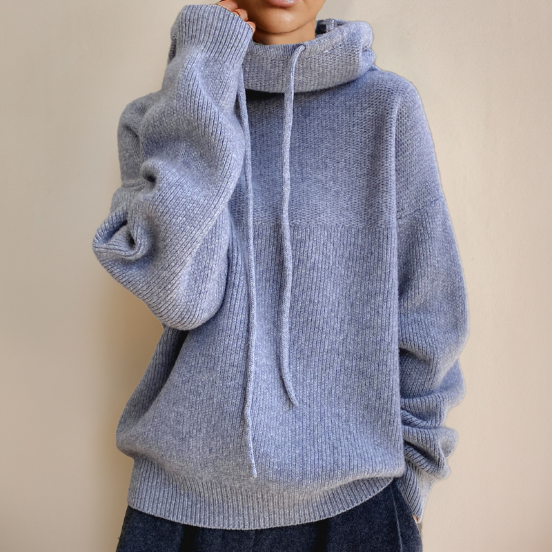 Eleganter Damen Pullover mit Schalkragen in Grau