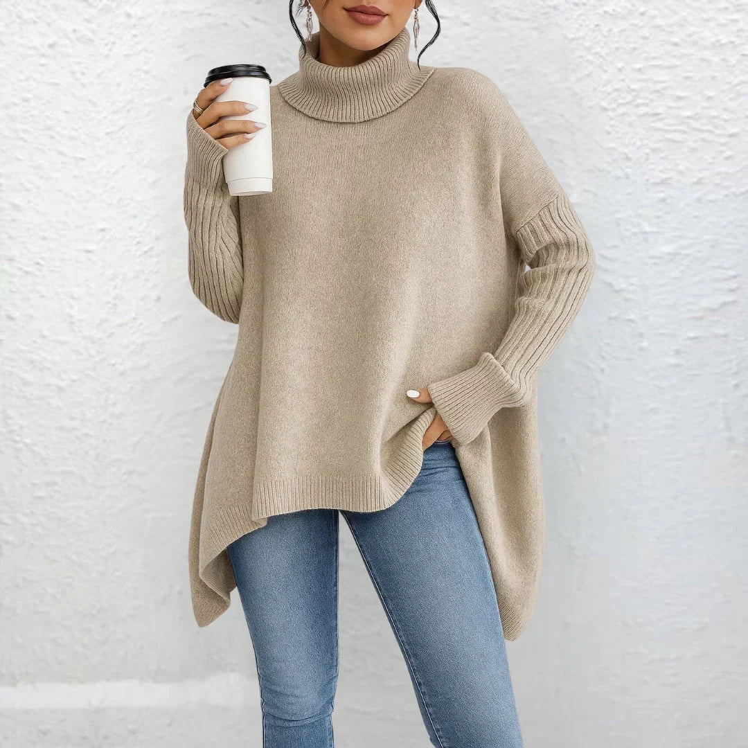 Eleganter Damen Rollkragen Pullover für den Alltag in Beige