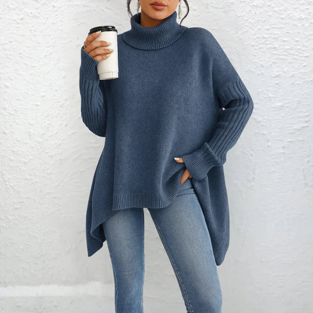 Eleganter Damen Rollkragen Pullover für den Alltag in Blau