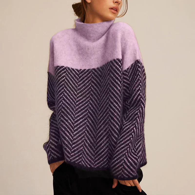Eleganter Damen Rollkragenpullover in Lila