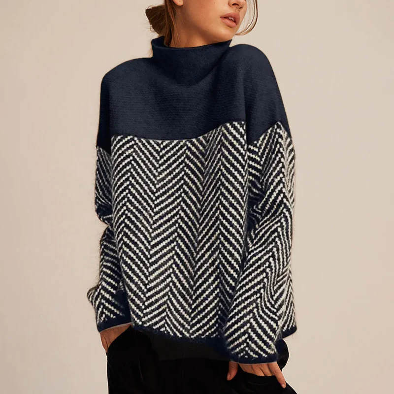 Eleganter Damen Rollkragenpullover in Marineblau