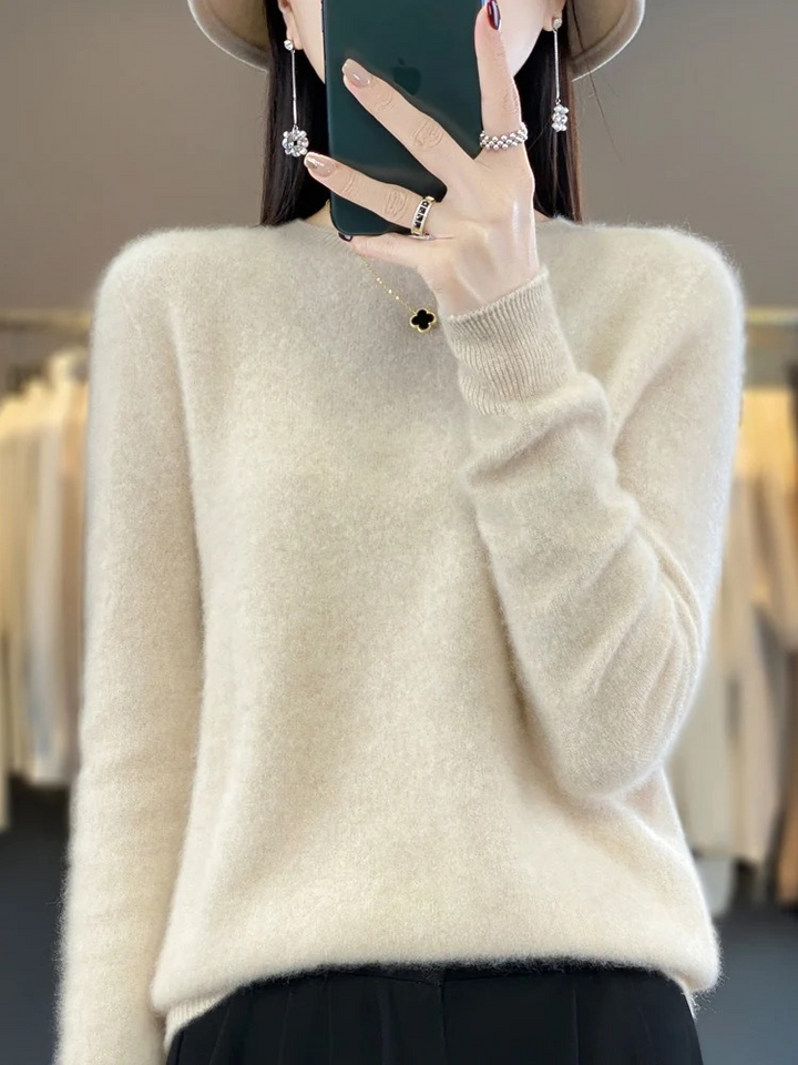 Eleganter Damen Strickpullover mit Rundhals (3)