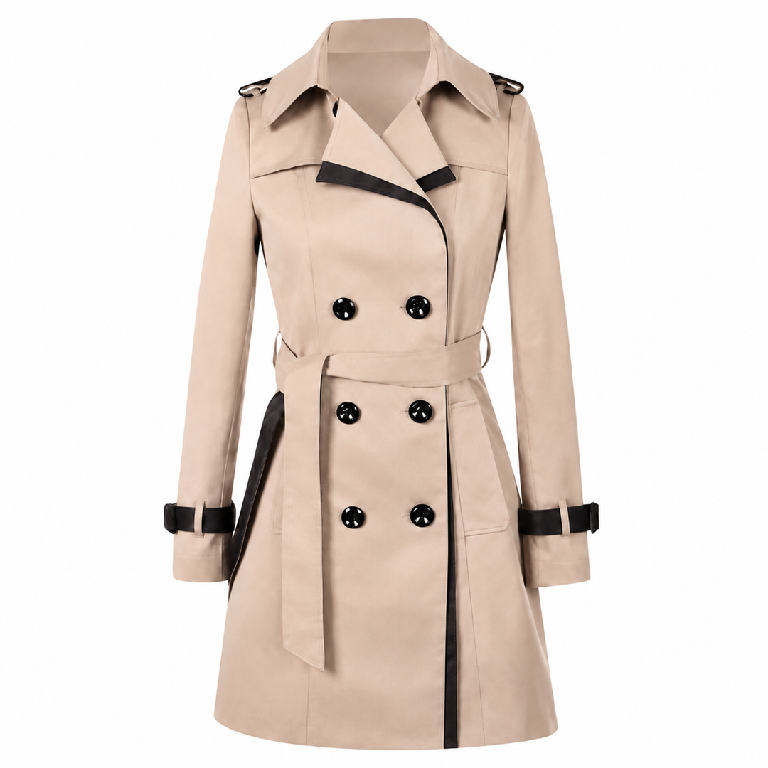 Eleganter Damen Trenchcoat Knielang zum Übergang in Beige