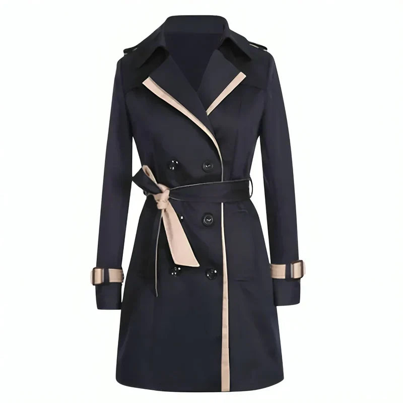 Eleganter Damen Trenchcoat Knielang zum Übergang in Schwarz