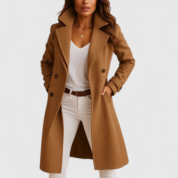 Eleganter Damen Wintermantel im klassischen Stil in Braun
