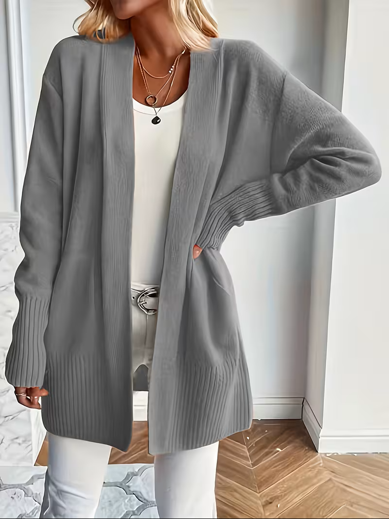 Eleganter fließender Cardigan zum Überziehen in Grau