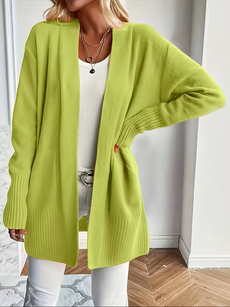 Eleganter fließender Cardigan zum Überziehen in Greenish Yellow