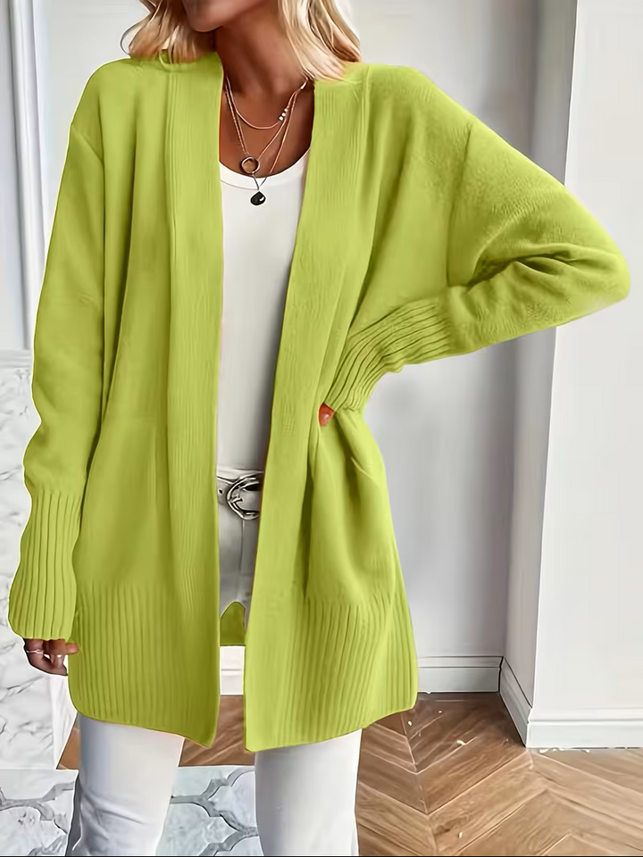 Eleganter fließender Cardigan zum Überziehen in Greenish Yellow