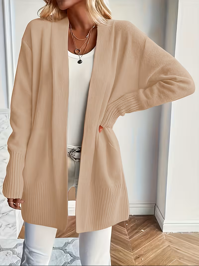 Eleganter fließender Cardigan zum Überziehen in Khaki