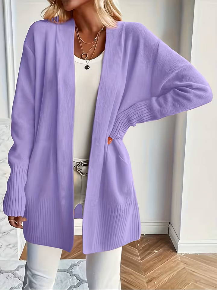 Eleganter fließender Cardigan zum Überziehen in Lila