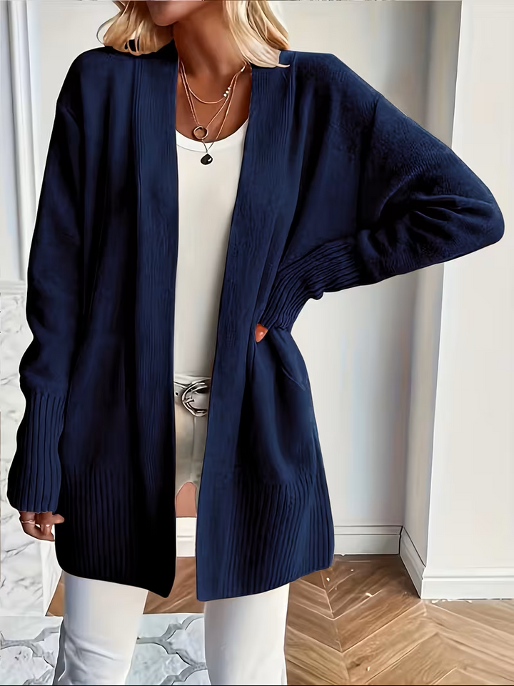 Eleganter fließender Cardigan zum Überziehen in Marineblau