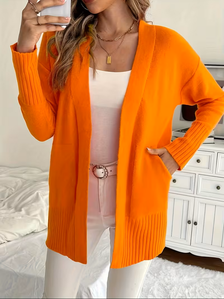 Eleganter fließender Cardigan zum Überziehen in Orange-Red