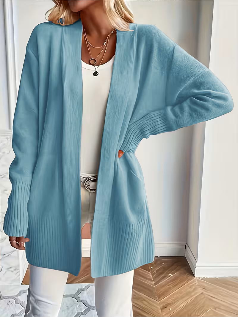Eleganter fließender Cardigan zum Überziehen in Peacock Blue