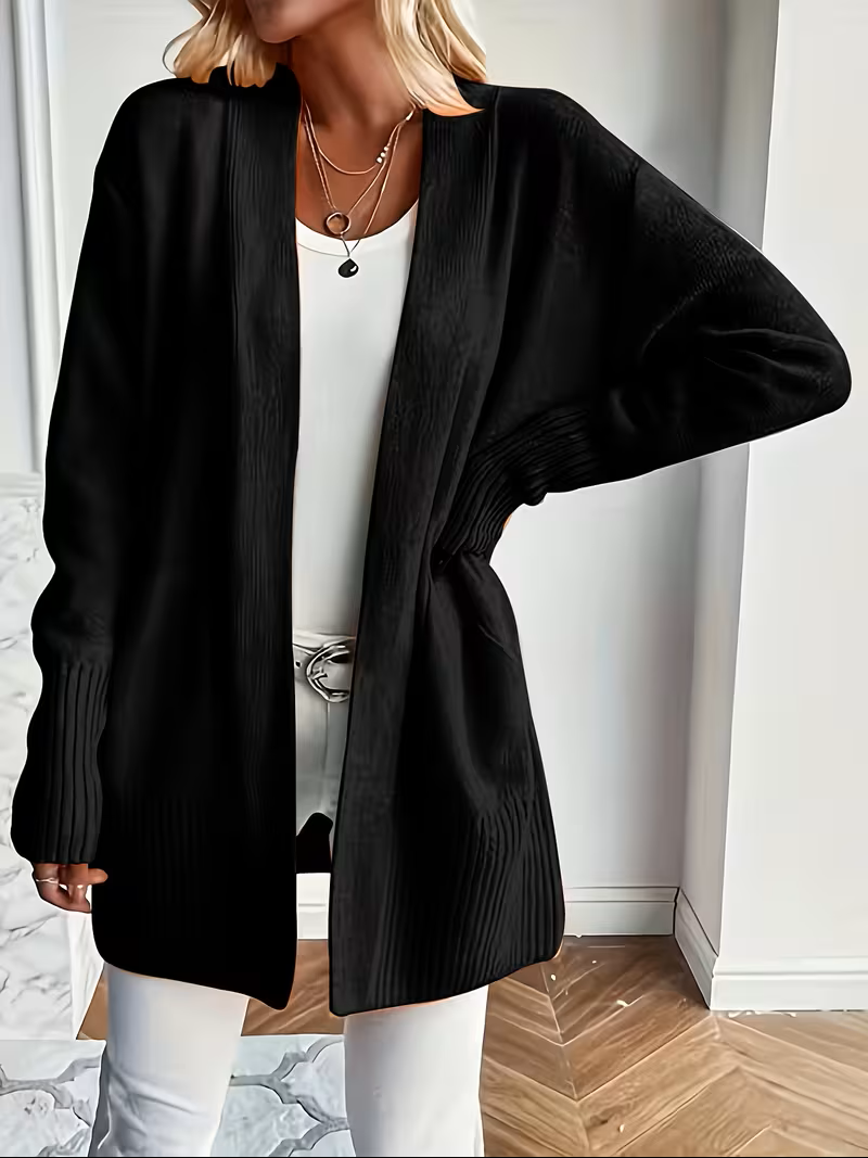 Eleganter fließender Cardigan zum Überziehen in Schwarz
