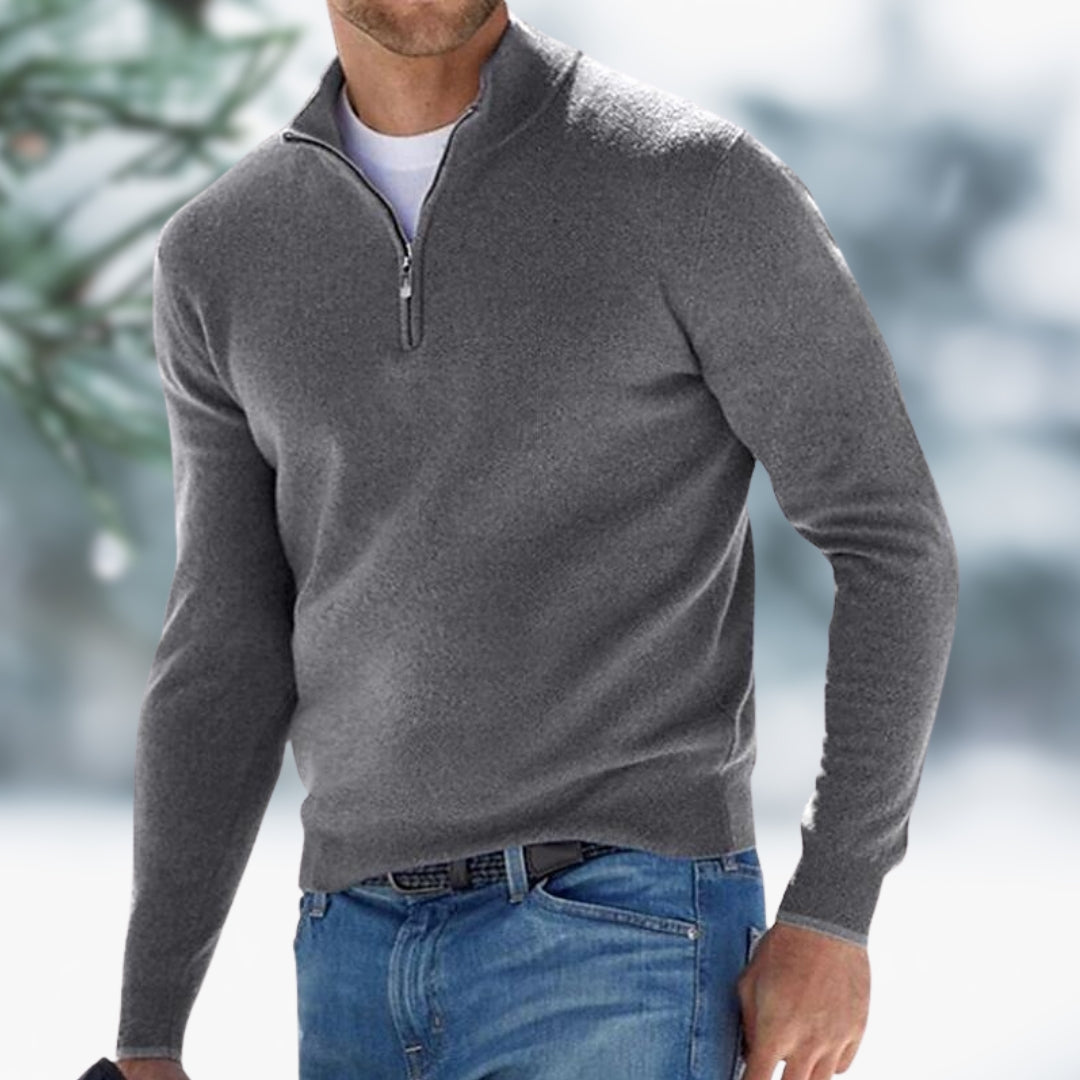 Eleganter Herren-Pullover aus Feinstrick zum Schichten in Grau