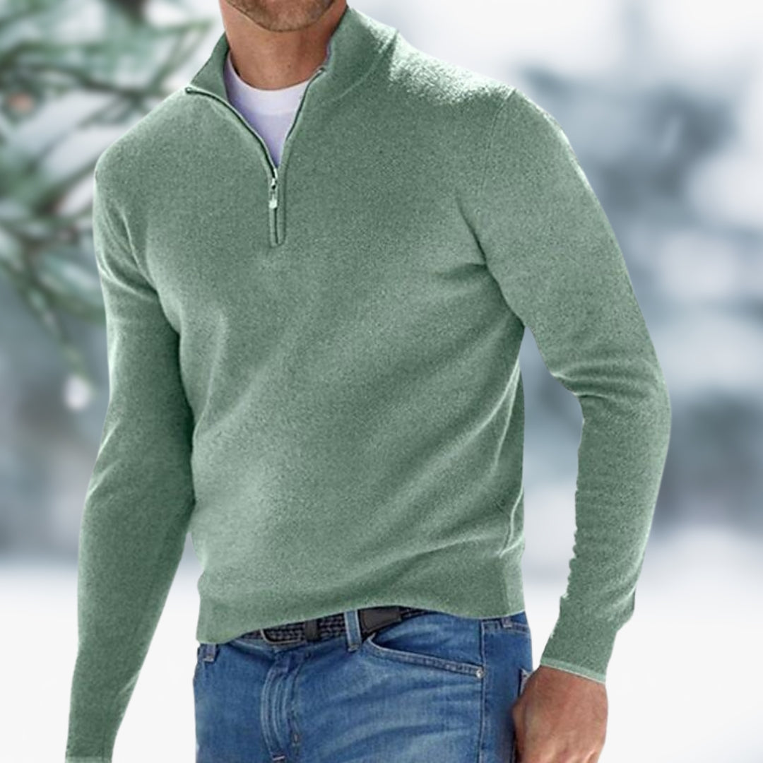 Eleganter Herren-Pullover aus Feinstrick zum Schichten in Grün