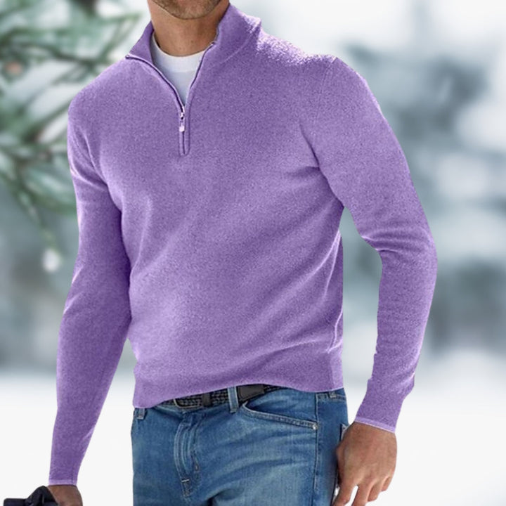 Eleganter Herren-Pullover aus Feinstrick zum Schichten in Hellviolett