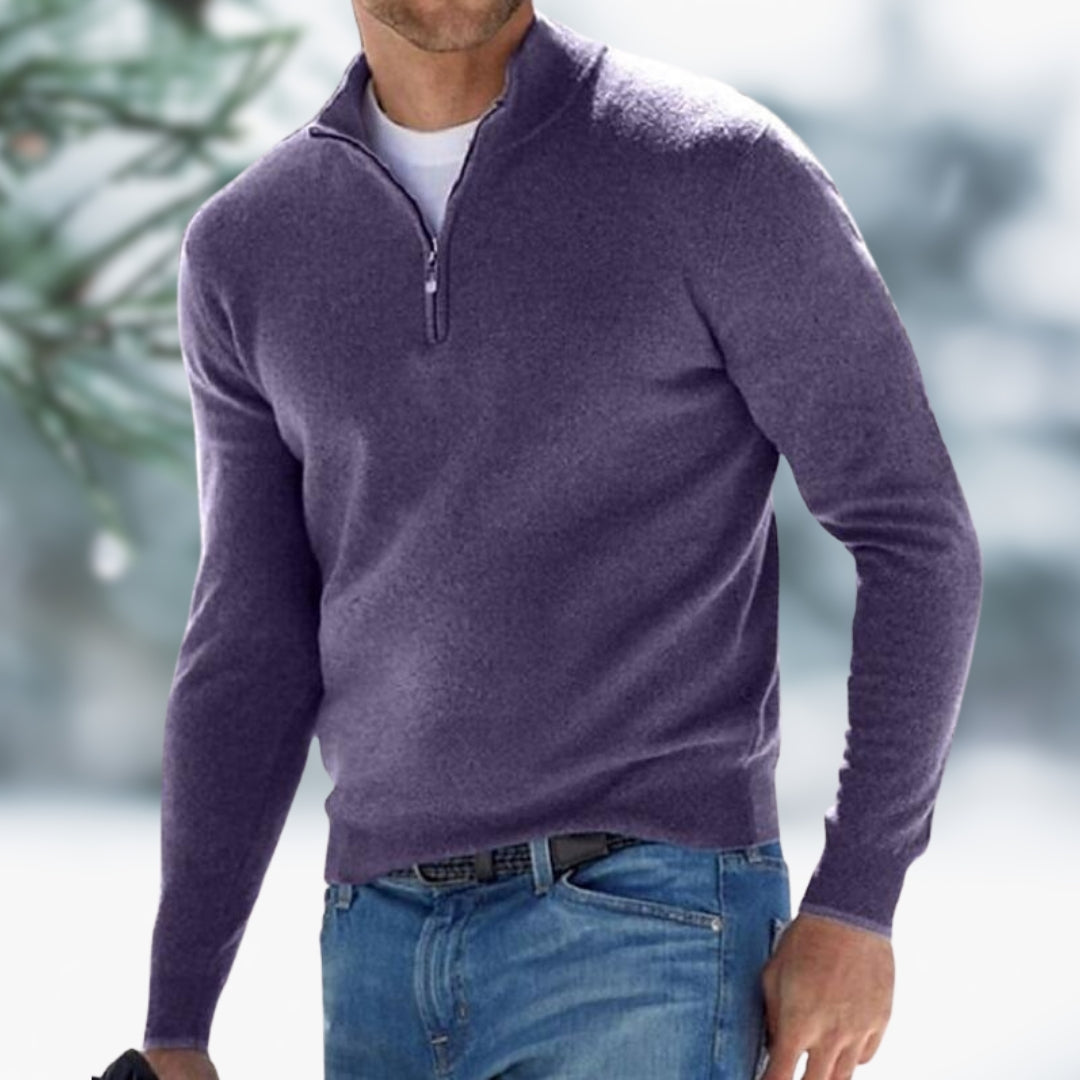 Eleganter Herren-Pullover aus Feinstrick zum Schichten in Lila