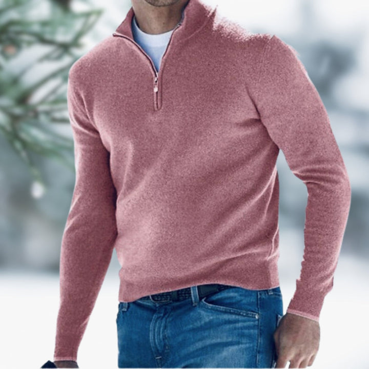 Eleganter Herren-Pullover aus Feinstrick zum Schichten in Rosa