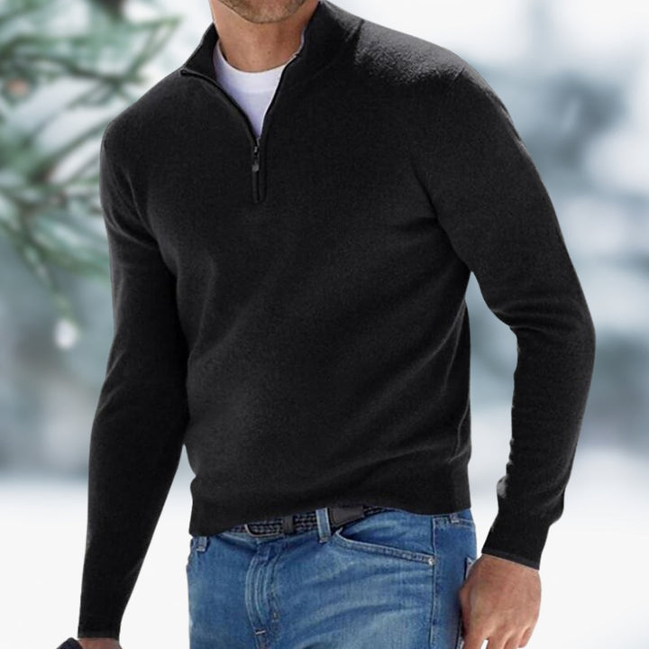 Eleganter Herren-Pullover aus Feinstrick zum Schichten in Schwarz