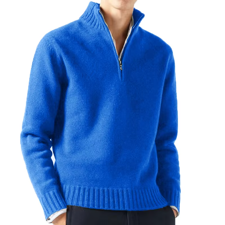Eleganter Herren Pullover mit Reißverschluss in Blau