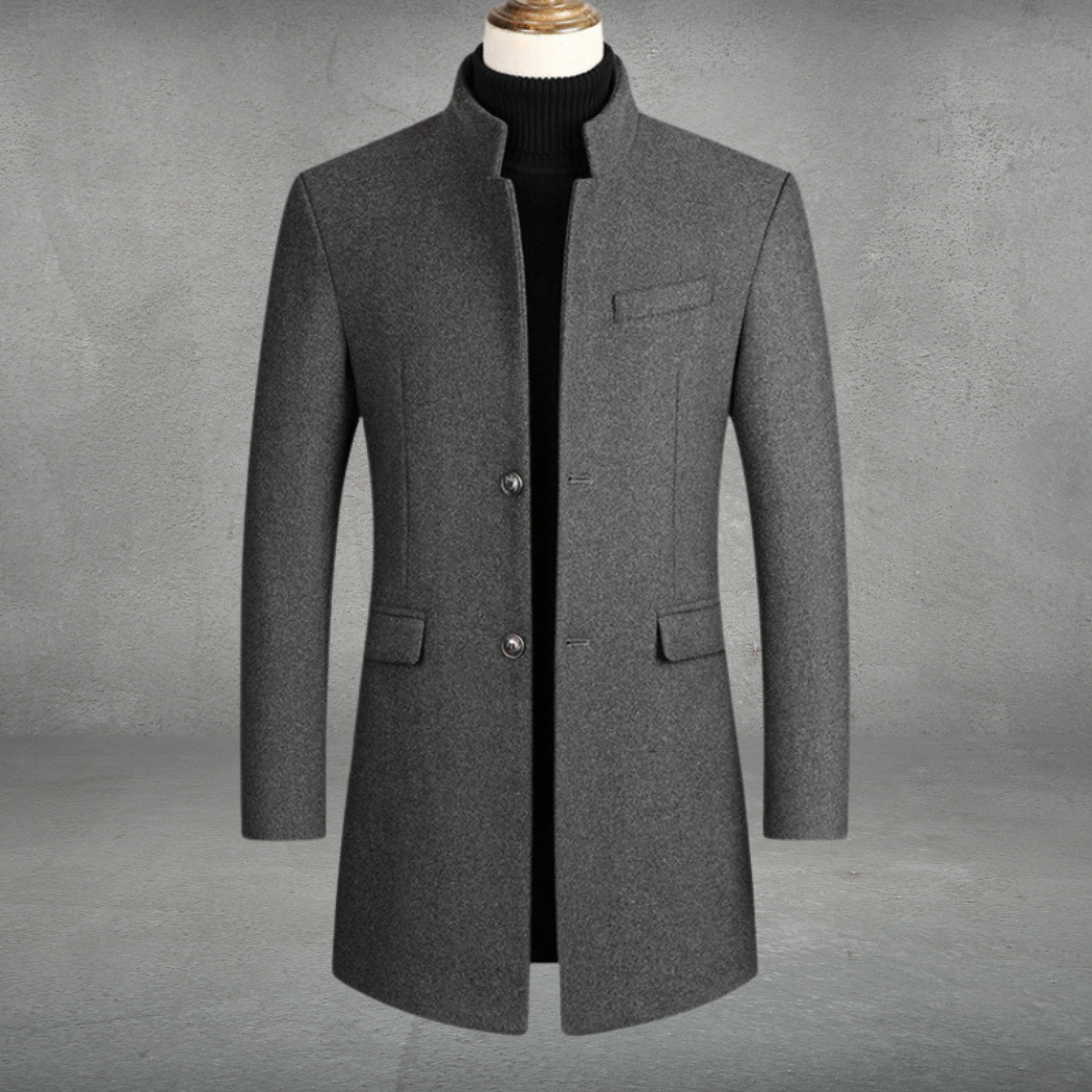 Eleganter Herrenmantel aus Wollmischung für Herbst in Grau