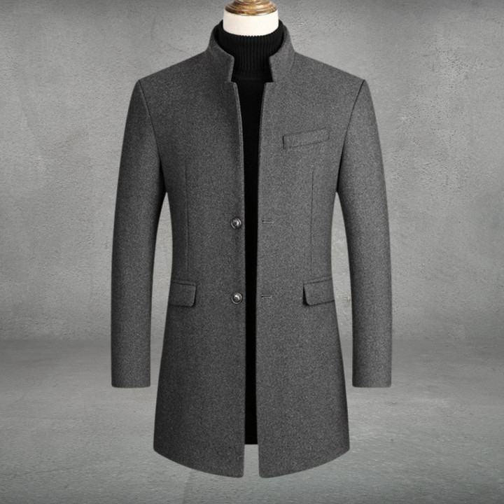 Eleganter Herrenmantel aus Wollmischung für Herbst in Grau
