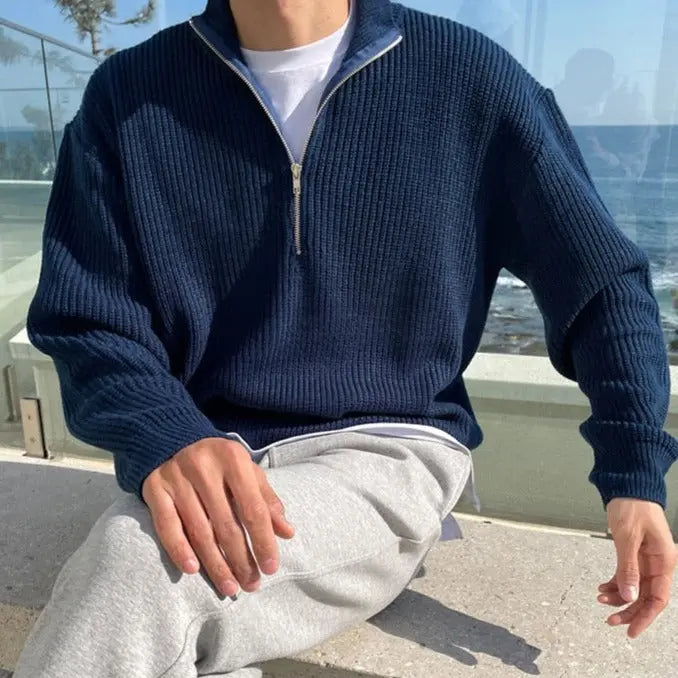 Eleganter Herrenpullover mit Half-Zip (4)