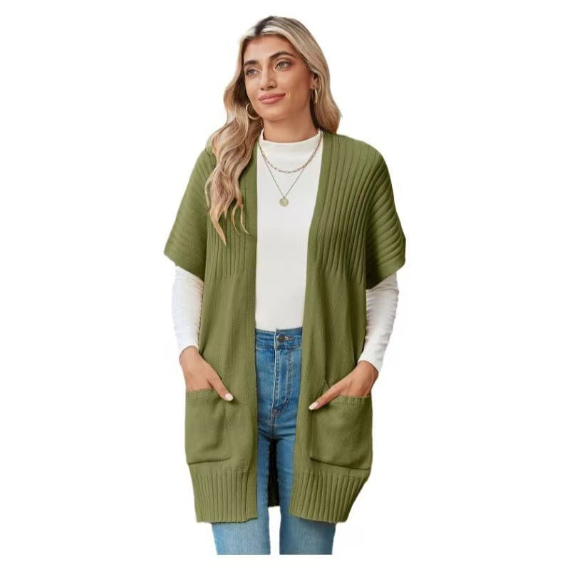 Eleganter Offener Cardigan in Army Green