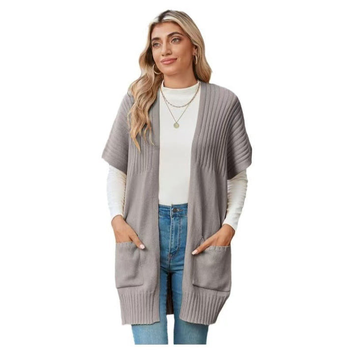Eleganter Offener Cardigan in Hellgrau