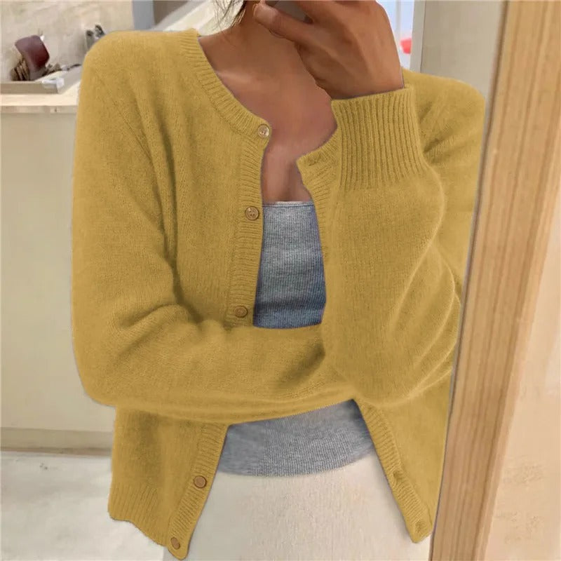 Eleganter Schicht-Cardigan in Gelb