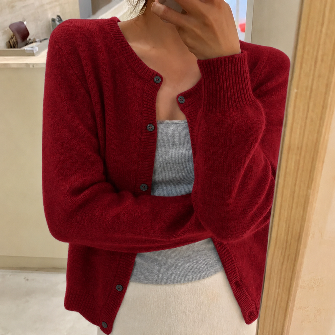 Eleganter Schicht-Cardigan in Weinrot