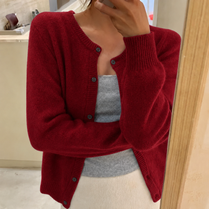 Eleganter Schicht-Cardigan in Weinrot