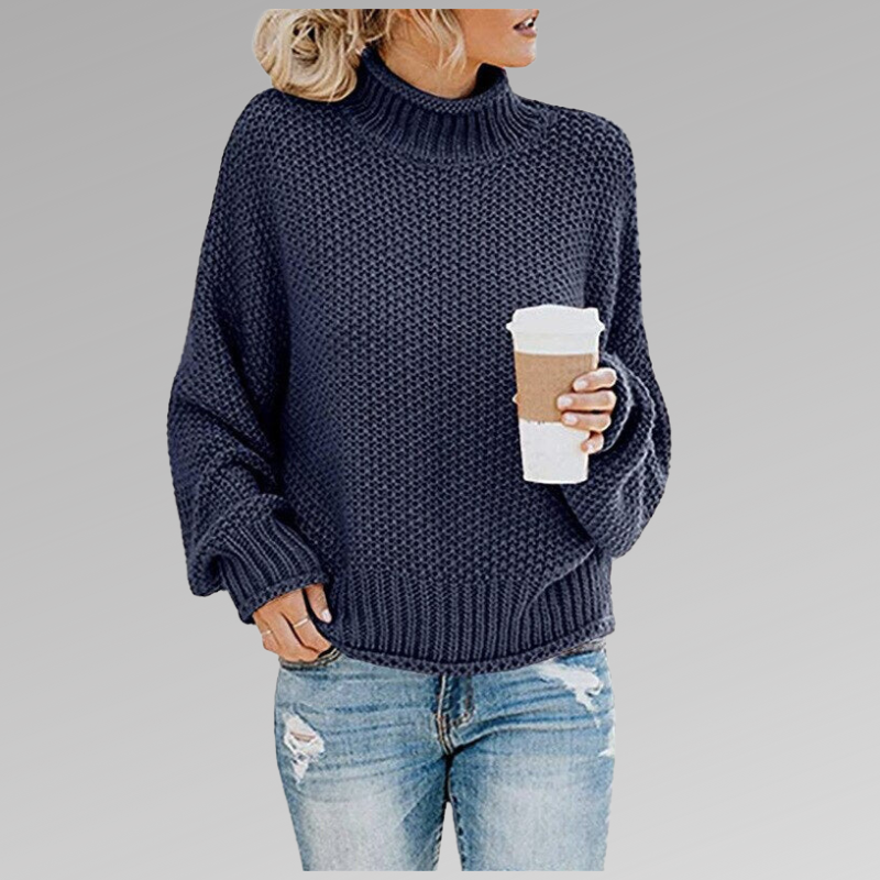 Eleganter zeitloser Pullover für Damen im Herbst in Blau 2