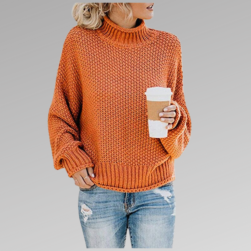 Eleganter zeitloser Pullover für Damen im Herbst in Orange