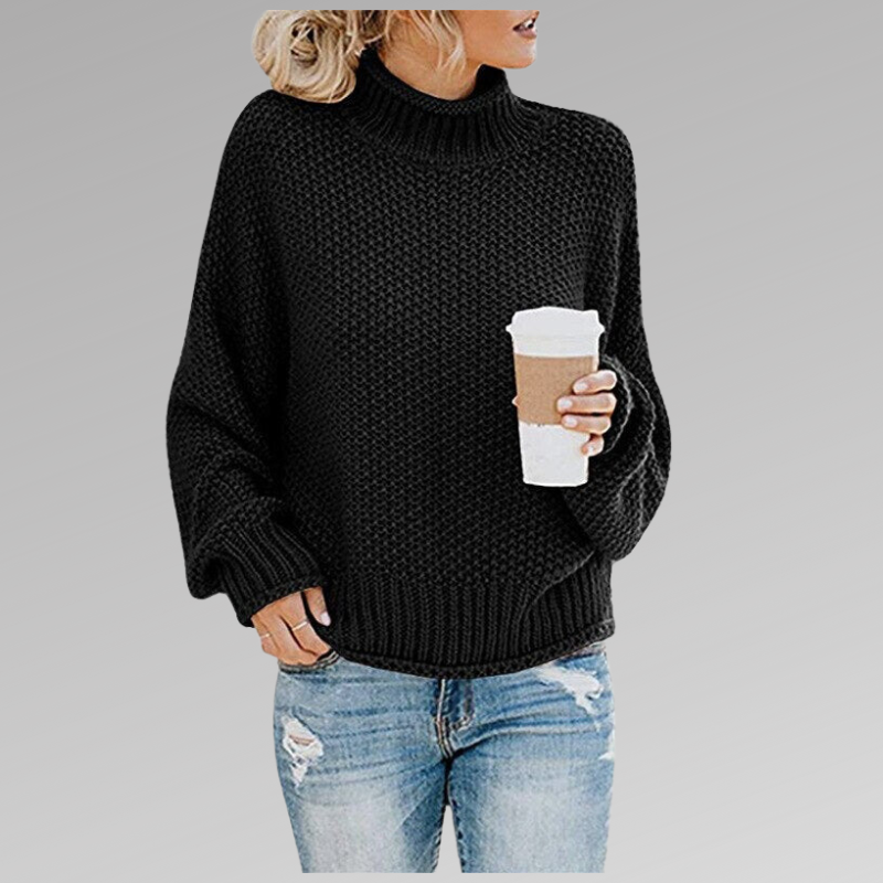 Eleganter zeitloser Pullover für Damen im Herbst in Schwarz