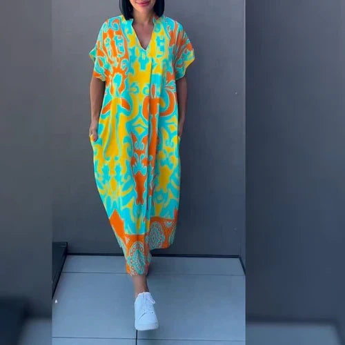 Elegantes Blüten-Sommerkleid in Grün