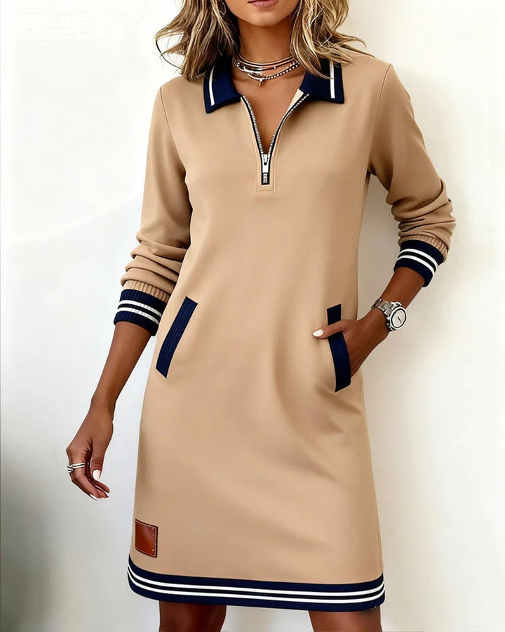 Elegantes Damen Baumwoll Abendkleid mit Langärmeln (5)