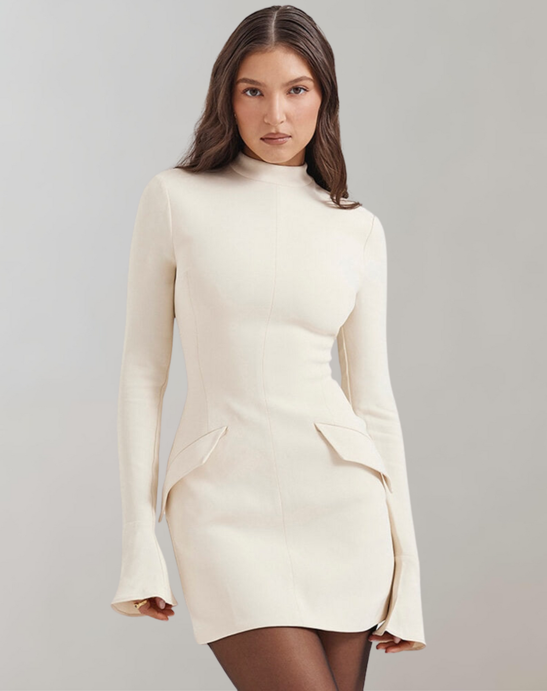 Elegantes Damen Cocktail Minikleid tailliert in Weiß