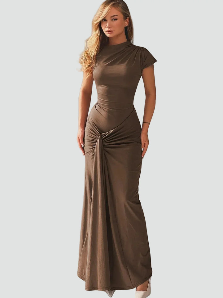 Elegantes Damen Cocktailkleid Maxilänge für Feiern in Braun