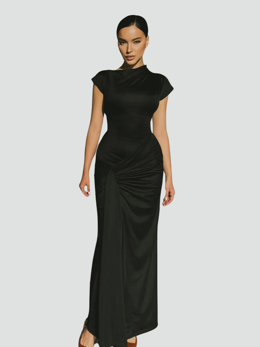 Elegantes Damen Cocktailkleid Maxilänge für Feiern in Schwarz