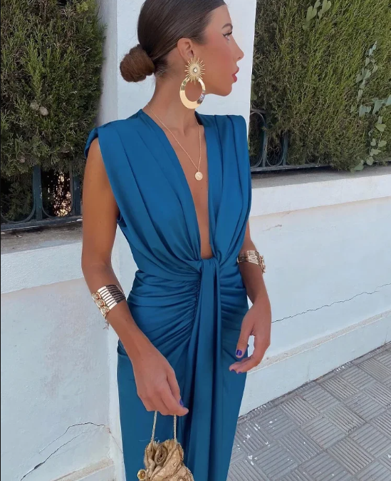 Elegantes Damen Maxikleid für festliche Anlässe in Blau