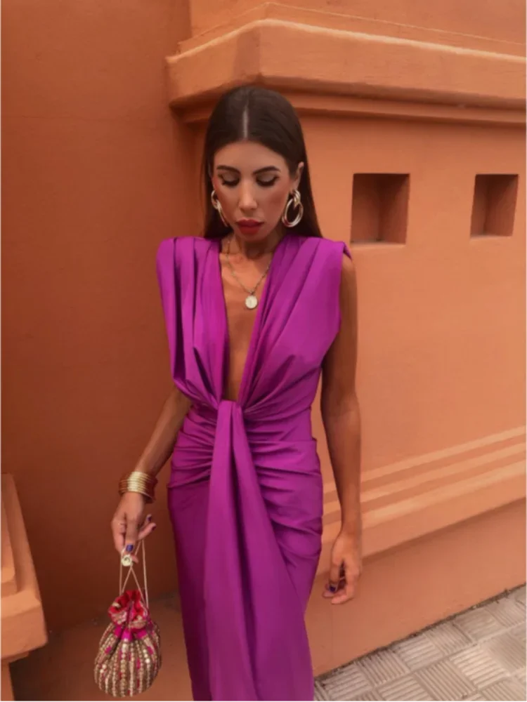 Elegantes Damen Maxikleid für festliche Anlässe in Fuchsia 2