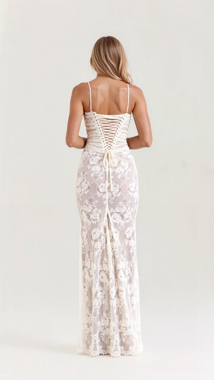 Elegantes Damen Maxikleid für Hochzeitsgäste mit feiner Spitze (3)