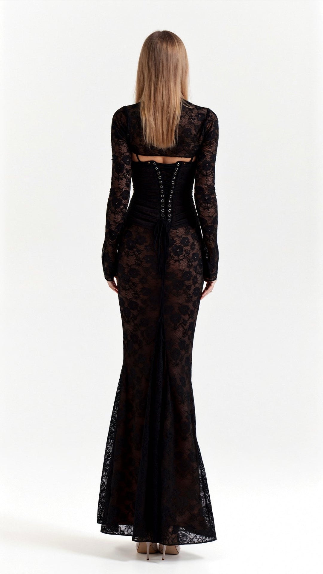 Elegantes Damen Maxikleid für Hochzeitsgäste mit feiner Spitze (5)