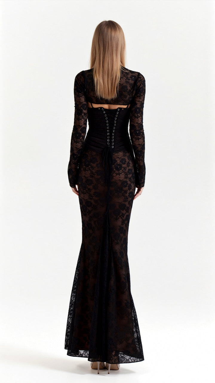 Elegantes Damen Maxikleid für Hochzeitsgäste mit feiner Spitze (5)